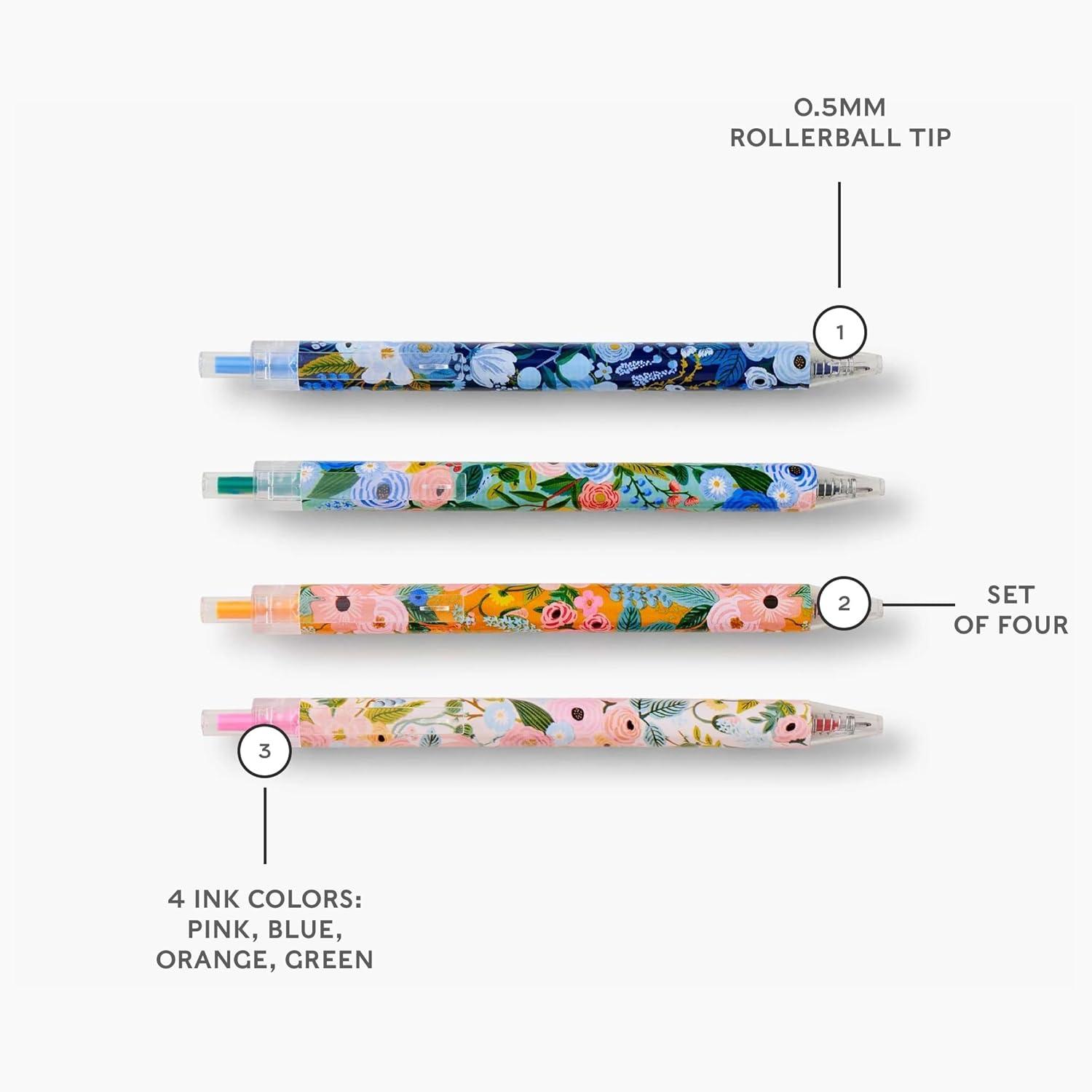 imageRIFLE PAPER CO Margaux Gel Pen Set of 8  Boxed Set of 8 Different Colored Retractable Gel Pens 05mm Rollerball Tip 55 L Perfect for Stylizing Note Taking and WritingGarden Party