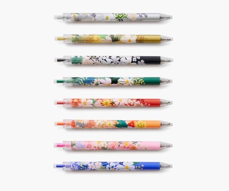 imageRIFLE PAPER CO Margaux Gel Pen Set of 8  Boxed Set of 8 Different Colored Retractable Gel Pens 05mm Rollerball Tip 55 L Perfect for Stylizing Note Taking and WritingMargaux