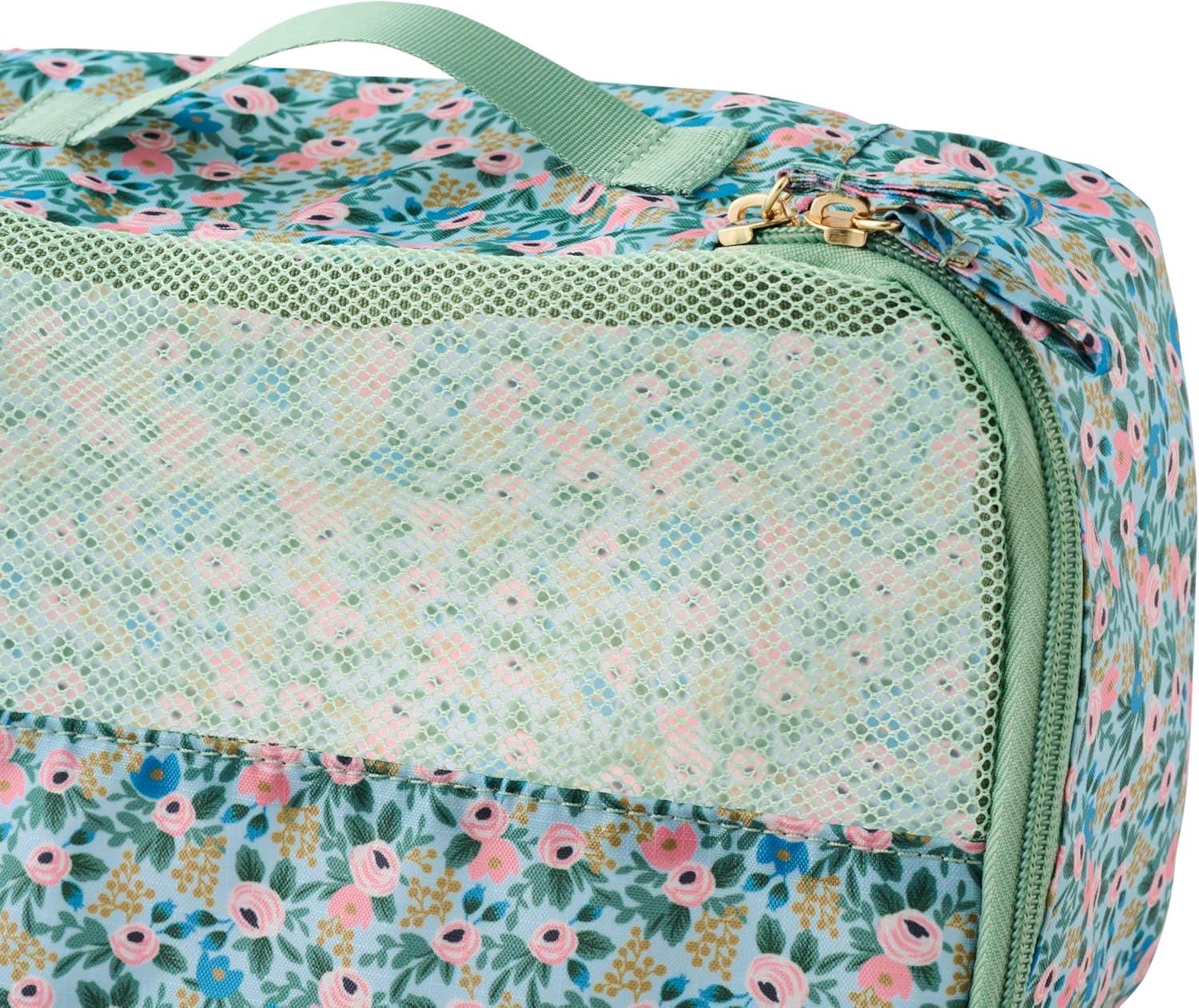 imageRIFLE PAPER CO Soft Sided Packing Cubes Set of 3 Includes Small Medium Large and a Laundry Bag Travel Must Have Accessory Stylized Pattern Floral RosaRosa