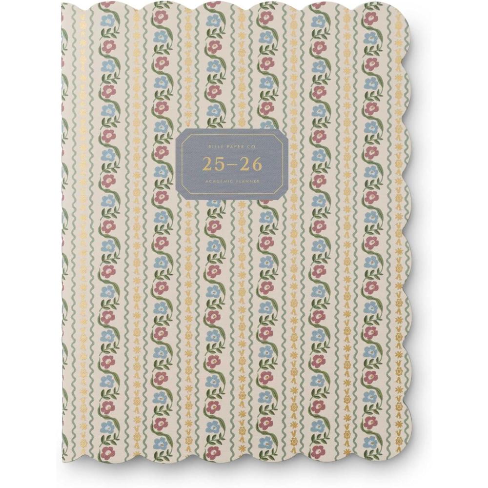 imageRIFLE PAPER CO 2026 Delphine 12Month Academic Planner Aug 2025  July 2026 ThreadStitch Binding 975 L x 775 W Metallic Gold Foil Accents Monthly Pages amp Note Section