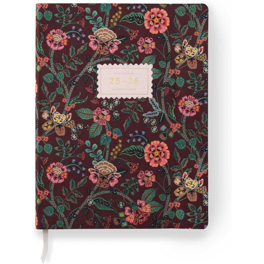 imageRIFLE PAPER CO 2026 Gracie 12Month Academic Planner Aug 2025  July 2026 ThreadStitch Binding 962 L x 718 W Metallic Gold Foil Accents Monthly Pages amp Note Section