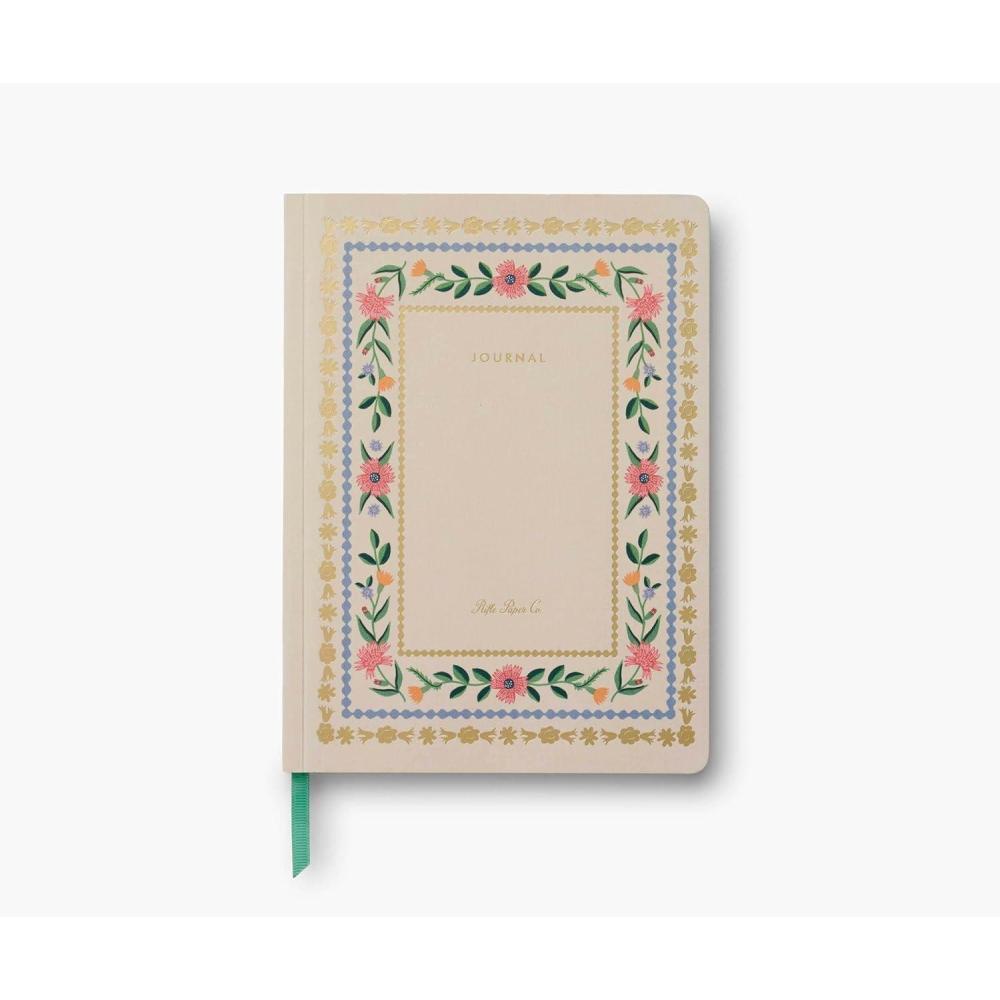 imageRIFLE PAPER CO Aster Softcover Journal 150 Lined Pages 85 L x 625 W Linen Textured PaperWrapped Hardboard Cover Includes Grosgrain Ribbon Bookmark