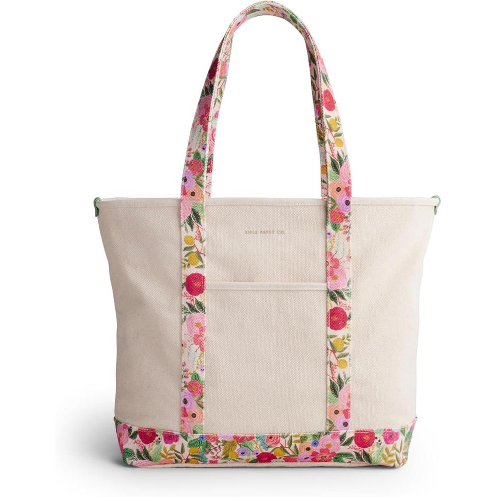 imageRIFLE PAPER CO Canvas Carry All for Beach Gym Travel and More Shoulder Bag for Women 10 Handle Drop LengthGarden Party