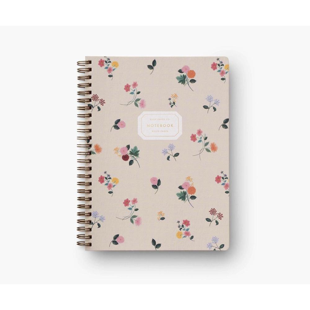 imageRIFLE PAPER CO Ditsy Dahlia Spiral Notebook FullColor Illustrated Softcover with Gold Foil Accents 150 Ruled Perforated Pages 625 W x 85 L Pocket Folders for Storage