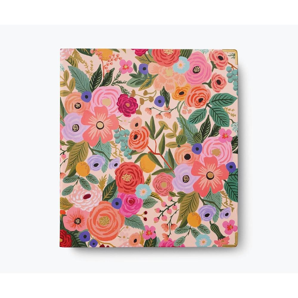 imageRIFLE PAPER CO Garden Party Classic Binder  1 ThreeRing Binder with Soft Touch Illustrated Floral Cover Holds 175 Pages 3 Tabbed Dividers and 6 Adhesive Labels Reinforced Metal CornersGarden Party