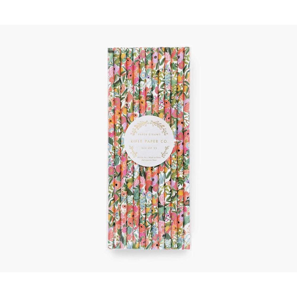 imageRIFLE PAPER CO Garden Party Paper Straws Set of 25 75 L Durable and Decorative Straws Printed in Full Color Matches Garden Party Occasions Set