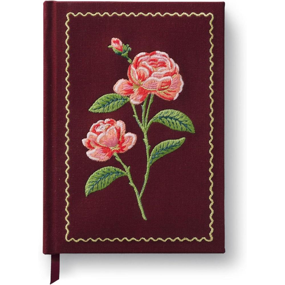 imageRIFLE PAPER CO Menagerie Garden Embroidered Journal  400 Ruled Pages Cloth Cover with Floral Embroidery amp Grosgrain Ribbon Bookmark LayFlat Binding 8 L x 575 WRoses