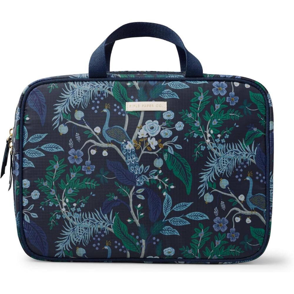 imageRIFLE PAPER CO Travel Toiletry and Cosmetic Case  Multi Pocket Makeup Organizer Bag Zipper Closure Removable Clear Pouch Lay Flat Design  Peacock PatternPeacock