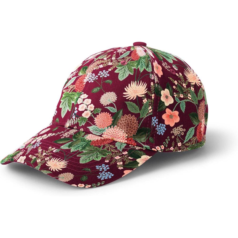 imageRIFLE PAPER CO Womens Baseball Hat 7 Brim Classic SixPanel Print Cap with Adjustable Strap One Size Fits AllDahlia