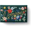 RIFLE PAPER CO. Dominoes Set | 28 Dominoes with Illustrated Designs, Packaged in Embroidered Keepsake Box, Includes Instruction Card for Games, Strawberry Fields