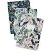 RIFLE PAPER CO. Garden Party Stitched Notebook Set, Set Of 3 Colorful Notebooks, 64 Ruled Pages With Gold Ink, Full Color Canvas Cover With White Text Paper Interior (6″ W × 8.5″ L)(Peacock)