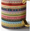 RIFLE PAPER CO. Gemma Mug – Porcelain 16 oz Mug, Full-Color Illustration with Metallic Gold Accents, 4.5″ L x 3.125″ W, Deep Midnight Blue with Gilded Rim and Handle
