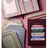 RIFLE PAPER CO. Gemma Stitched Notebook Set, 8.5″ L x 6″ W, Set Of 3, 64 Ruled Pages With Gold Ink, Full-Color Die-Cut Canvas Cover With White Text Paper Interior