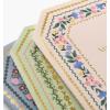 RIFLE PAPER CO. Gemma Stitched Notebook Set, 8.5″ L x 6″ W, Set Of 3, 64 Ruled Pages With Gold Ink, Full-Color Die-Cut Canvas Cover With White Text Paper Interior