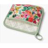 RIFLE PAPER CO. Pot Holder, Heat Resistant, Digitally Printed Quilted Garden Party Pattern with Contrast Piping, Corner Loop for Hanging, Hand Slot, 8″ W x 8″ L