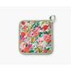 RIFLE PAPER CO. Pot Holder, Heat Resistant, Digitally Printed Quilted Garden Party Pattern with Contrast Piping, Corner Loop for Hanging, Hand Slot, 8″ W x 8″ L