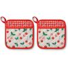 RIFLE PAPER CO. Set of 2 Pot Holders | Home Chef’s can Protects Your Hands with Oven Mitts | Heat Resistant – Add a Delightful Touch to Your Culinary Space | Cherrie Pattern