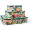 RIFLE PAPER CO. Soft Sided Packing Cubes Set of 3. Includes Small, Medium, Large and a Laundry Bag, Travel Must Have Accessory, Stylized Pattern, Floral Rosa(Garden Party)