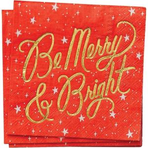 RIFLE PAPER CO. Be Merry & Bright Cocktail Napkins, Set of 20, Disposable Hand Napkins for Christmas and Holiday Parties, Everyday Paper Napkins with Festive Designs, Printed in Full Color(Be Merry & Bright)
