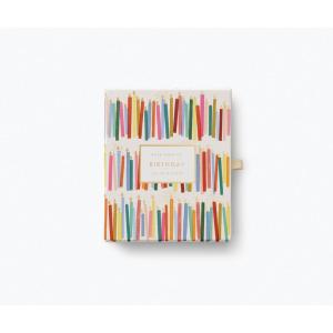 RIFLE PAPER CO. Birthday Candles Keepsake Card Boxed Set of 8, 4.25″ L x 5.5″ W Blank Interior Lets Your Thoughtful Handwritten Note Take Center Stage, Artisanally Crafted in the USA(Birthday Candles)