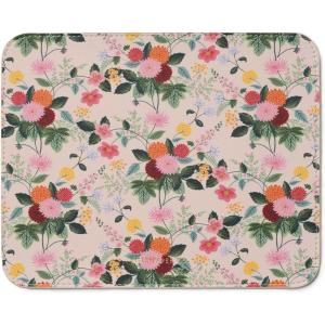 RIFLE PAPER CO. Bookshelf Patterned Mouse Pad | Add a Touch of Charm to Your Workspace | Smooth Polyurethane Finish Allows Mouse to Glide, with Non-Slip Rubber Backing, Bookshelf(Dahlia)