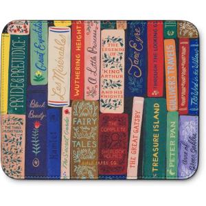 RIFLE PAPER CO. Bookshelf Patterned Mouse Pad | Add a Touch of Charm to Your Workspace | Smooth Polyurethane Finish Allows Mouse to Glide, with Non-Slip Rubber Backing, Bookshelf(Bookshelf)