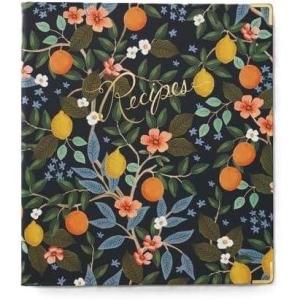 RIFLE PAPER CO. Citrus Grove Recipe Binder – 16 Tabbed Dividers, 10 Clear Recipe Card Sleeves, 1″ Three-Ring Style, 11.5″L x 9.75″W, Double-Sided Pocket Folder and Adhesive Labels, Reinforced Corners