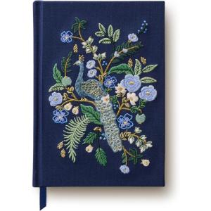 RIFLE PAPER CO. Menagerie Garden Embroidered Journal | 400 Ruled Pages, Cloth Cover with Floral Embroidery & Grosgrain Ribbon Bookmark, Lay-Flat Binding, 8″ L x 5.75″ W(Peacock)