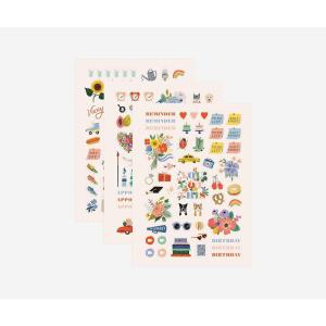 RIFLE PAPER CO. Planner Sticker Set – 3 Sheets of Stickers (130 Total), Decorate Notebooks, Planners, Gifts, or Envelopes, Fun Designs for Multiple Occasions