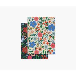 RIFLE PAPER CO. Pocket Notebook Set of 2 | 32 Blank Pages Each, Saddle-Stitched Binding, Printed in Full Color and Foil Stamped (5.5″ L × 4.25″ W), Wild Rose