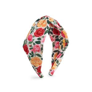 RIFLE PAPER CO. Roses Silky Twisted Headband | Signature Bright Floral Pattern, Top Off Your Outfit. Covered Plastic Band Durable for Everyday Use (Gift for Mom, Teen, Girl)(Roses)