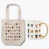 RIFLE PAPER CO. Dog Days Canvas Tote Bag and Hot Dogs Porcelain Mug Bundle