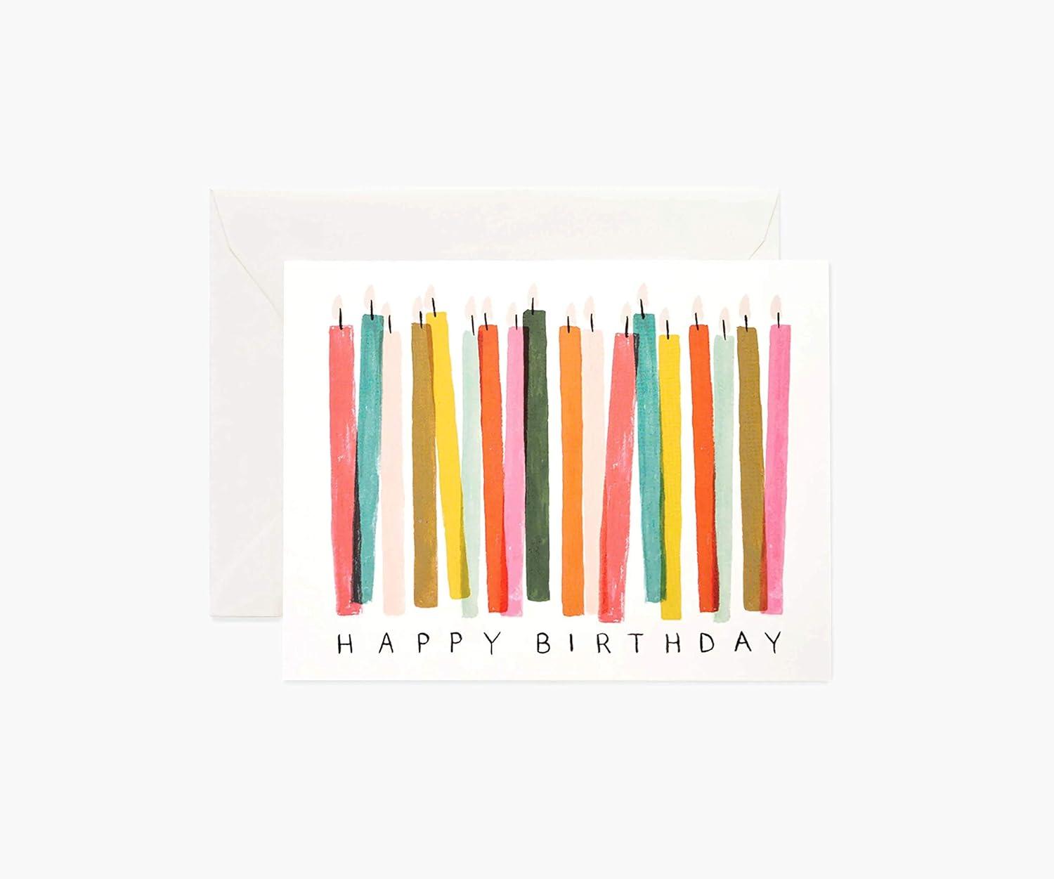 imageRIFLE PAPER CO Birthday Candles Birthday Cards Boxed Set of 8 Folded Cards with Soft White Envelopes FullColor Illustration Blank Interior 425 L x 55 W