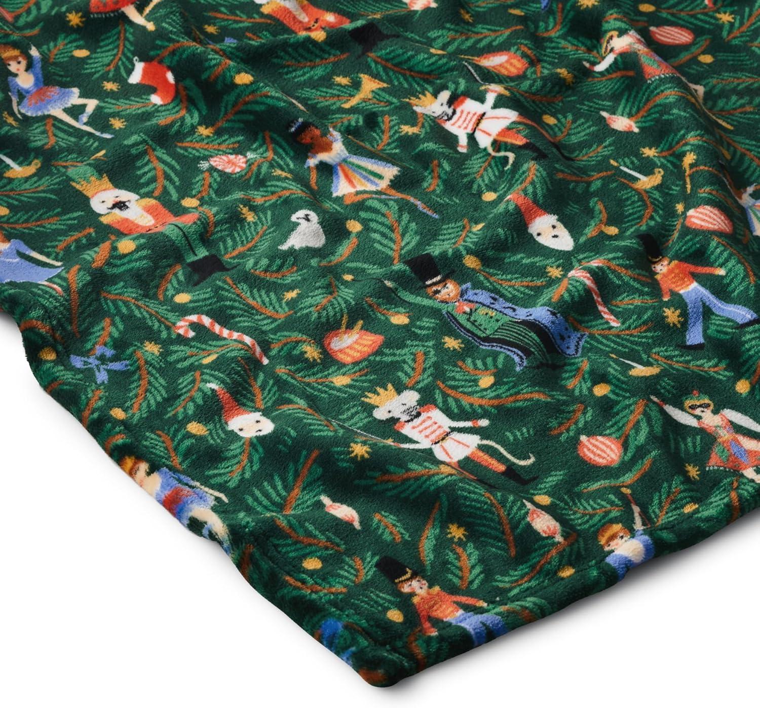 imageRIFLE PAPER CO Plush Fleece Blanket  Cozy Up in This Soft Decorative Holiday Throw Ready to Gift Packaged with a Ribbon 50 x 80 Nutcracker Ballet