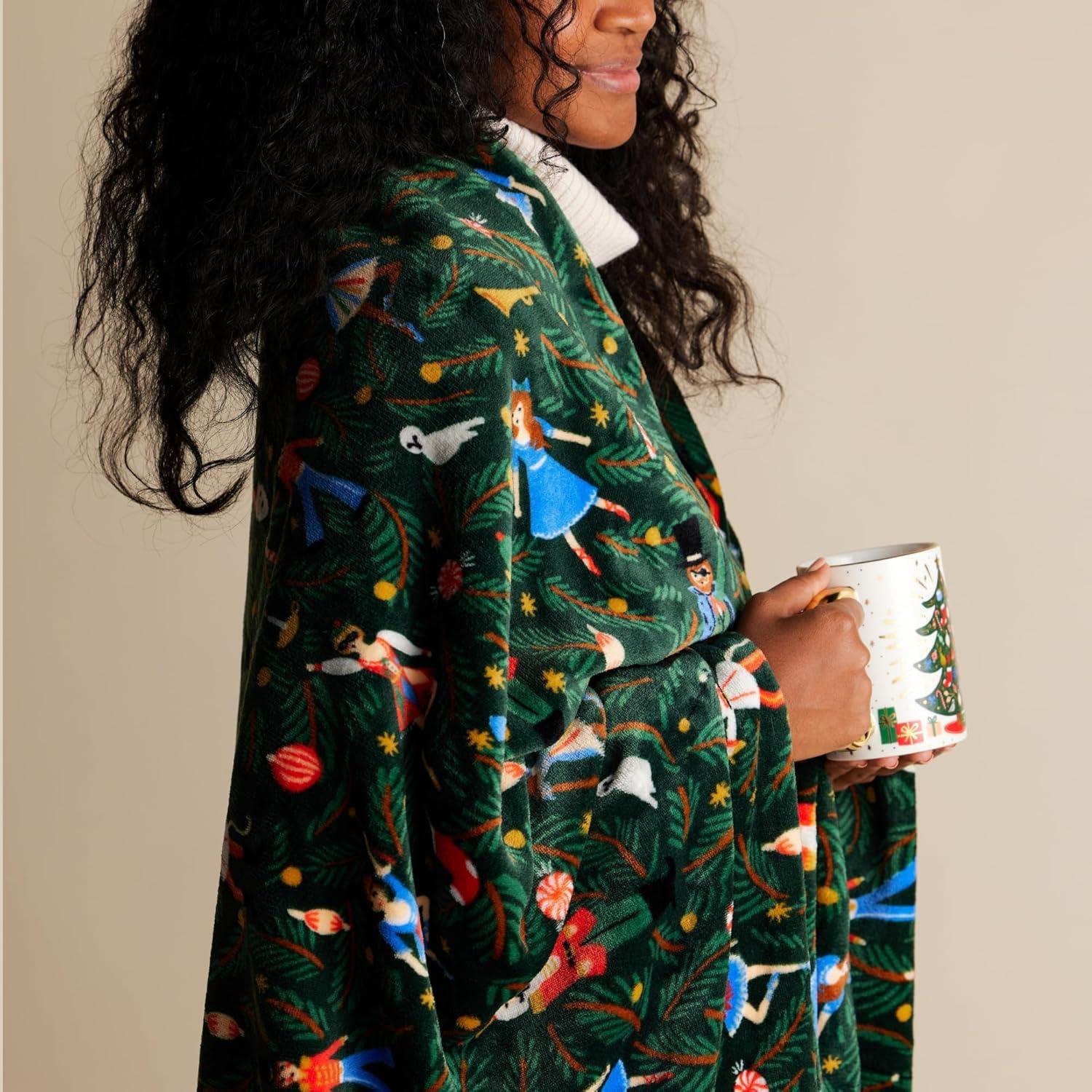 imageRIFLE PAPER CO Plush Fleece Blanket  Cozy Up in This Soft Decorative Holiday Throw Ready to Gift Packaged with a Ribbon 50 x 80 Nutcracker Ballet