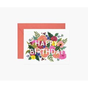 RIFLE PAPER CO. Juliet Rose Birthday Cards, Boxed Set of 8 Folded Cards with Salmon Envelopes, Full-Color Illustration, Blank Interior, 4.25″ L x 5.5″ W
