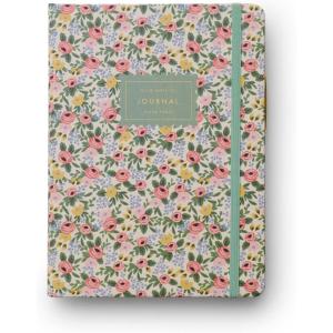 RIFLE PAPER CO. Journal with Pen | Hardcover Journal with Foil Accents, (144 Pages, Elastic Band Closure, Pocket for Extra Storage), Patterned in Floral Rosa