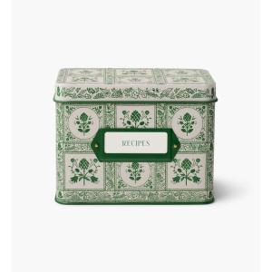 RIFLE PAPER CO. Recipe Tin, Includes 24 Individual Cards and 12 Dividers, Holds Approximately 200 Inserts, Box Size 4.25″ W x 6.25″ L x 5″ H, Artichoke