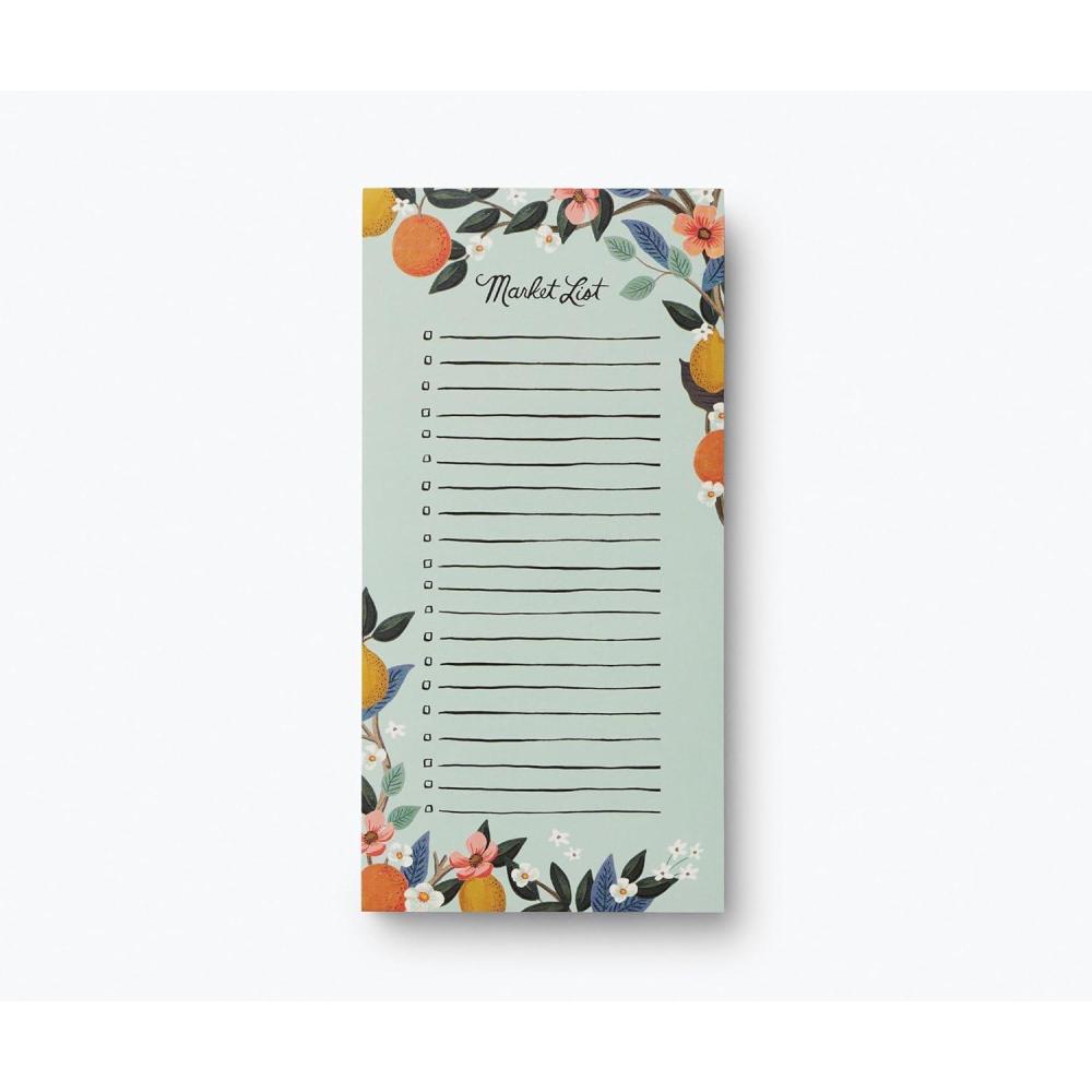 imageRIFLE PAPER CO Citrus Grove Market Pad 85 L x 425 W 65 TearOff Pages Features an Attachable Magnet Warm White Paper Text Unique HandPainted DesignCitrus Grove