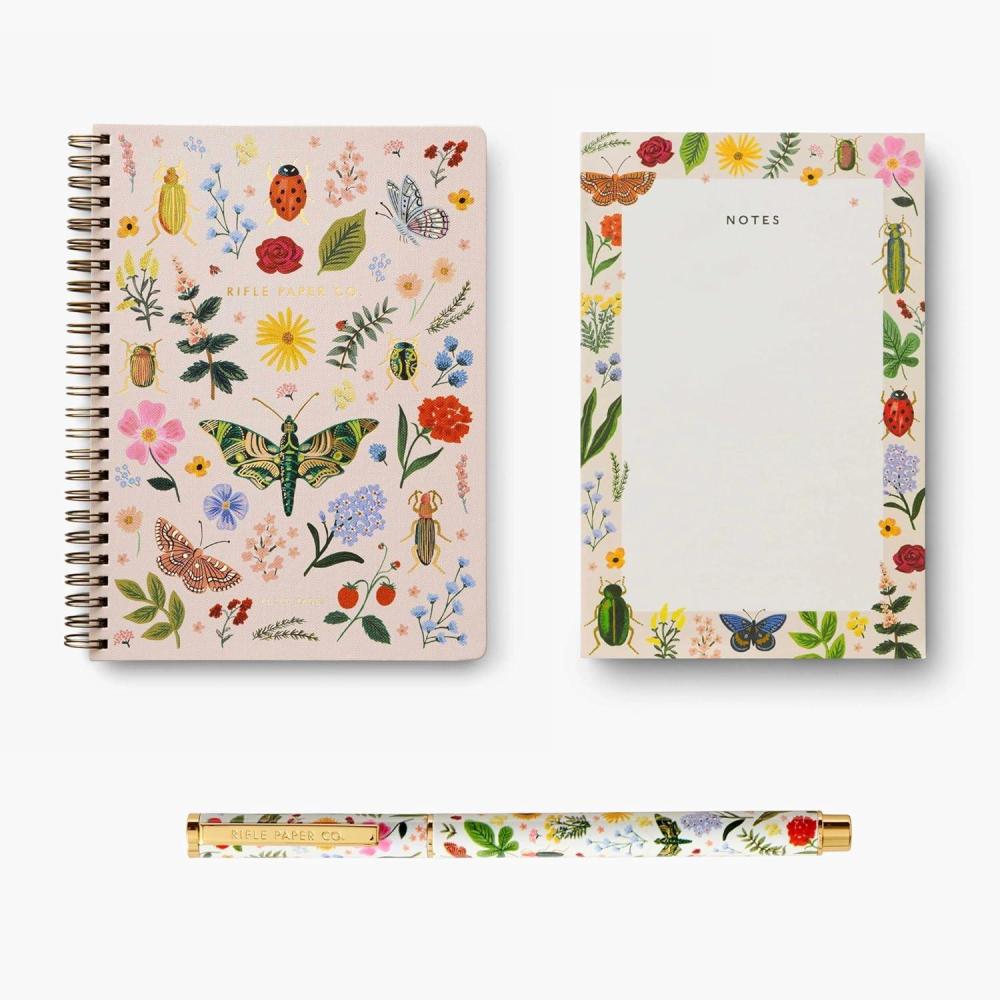 imageRIFLE PAPER CO Curio Spiral Notebook Blank Notepad and Pen Bundle
