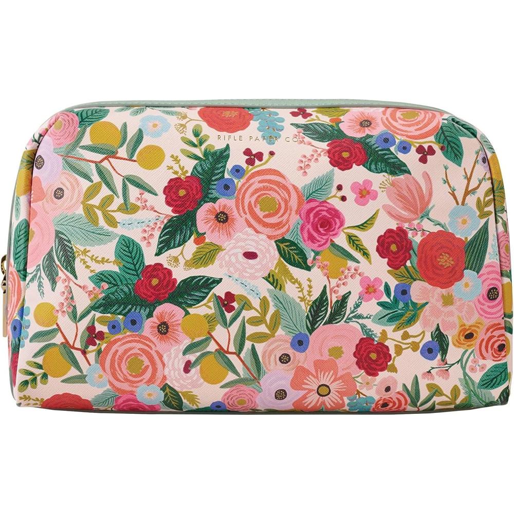 imageRIFLE PAPER CO Garden Party Large Cosmetic Pouch for Storing Small Accessories Includes Gold Zipper Printed in Full Color with Stylized Pattern and Foil Stamped LogoGarden Party