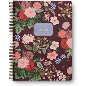 RIFLE PAPER CO. 2026 12-Month Softcover Spiral Planner, Includes Sections for Monthly Views, Contacts, Celebrations, Includes Pockets for Storage, Patterned in Dahlia(Dahlia)