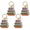 RIFLE PAPER CO. 2.4″ L x 1.75″ W, Enamel Keychain Charm, 1″ Key Ring, Printed in Full Color with a Polished, Glossy Finish(Book Club)