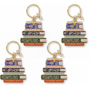 RIFLE PAPER CO. 2.4″ L x 1.75″ W, Enamel Keychain Charm, 1″ Key Ring, Printed in Full Color with a Polished, Glossy Finish(Book Club)
