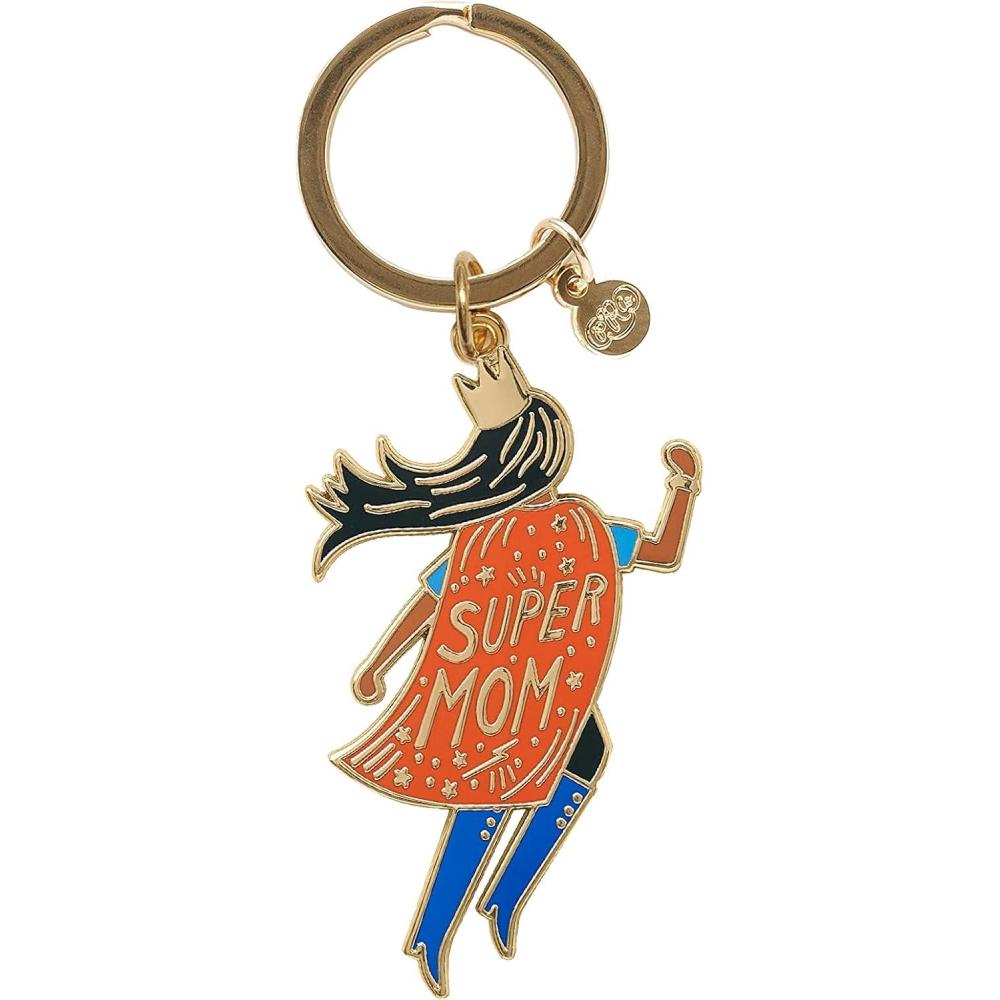 imageRIFLE PAPER CO Soaring Super Mom Enamel Keychain Charm 1 Key Ring Printed in Full Color with a Polished Glossy Finish Mothers Day Gift Show Moms She Super 24 L x 175 W