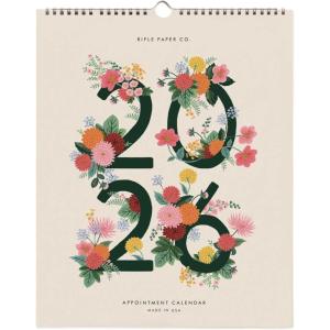 RIFLE PAPER CO. Appointment Calendar, Dated for the Months of January – December 2026, Space for Everyday and Monthly Notes, Remember Birthdays & Anniversaries (15″ L x 12″ W), Dahlia