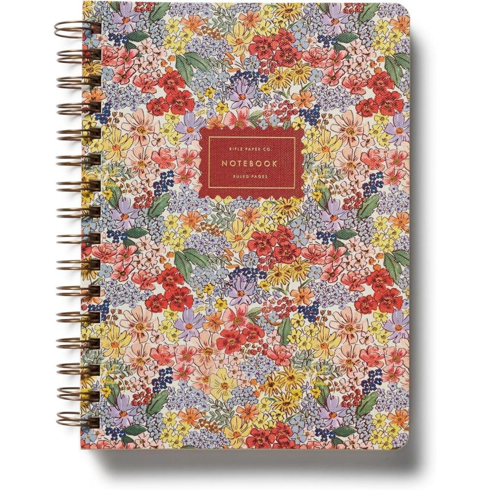 imageRIFLE PAPER CO Dahlia Spiral Notebook Full Color Illustrated Softcover with Gold Foil Accents 150 Ruled Perforated Pages 625 W x 85 L Pocket Folders for StorageMimi