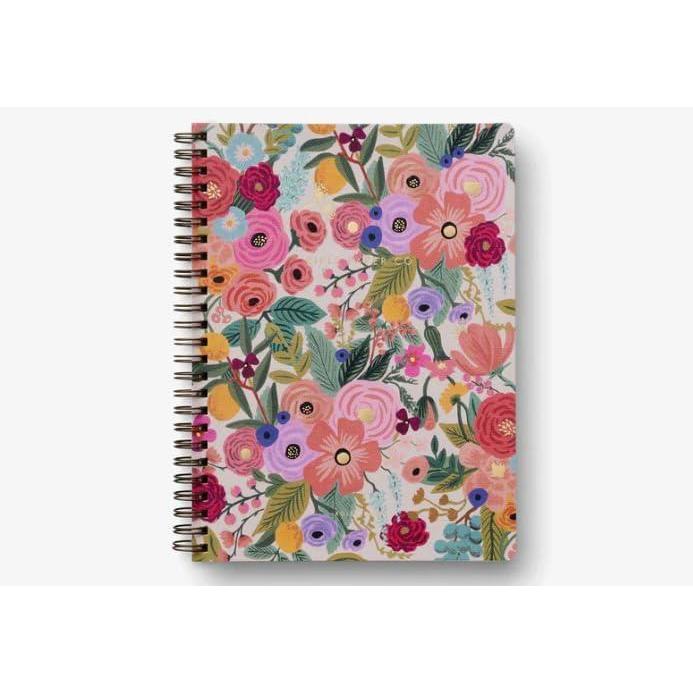 imageRIFLE PAPER CO Dahlia Spiral Notebook Full Color Illustrated Softcover with Gold Foil Accents 150 Ruled Perforated Pages 625 W x 85 L Pocket Folders for StorageGarden Party