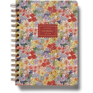 RIFLE PAPER CO. Dahlia Spiral Notebook, Full Color Illustrated Softcover with Gold Foil Accents, 150 Ruled Perforated Pages, 6.25″ W x 8.5″ L, Pocket Folders for Storage(Mimi)