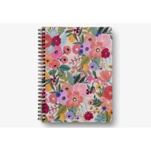RIFLE PAPER CO. Dahlia Spiral Notebook, Full Color Illustrated Softcover with Gold Foil Accents, 150 Ruled Perforated Pages, 6.25″ W x 8.5″ L, Pocket Folders for Storage(Garden Party)